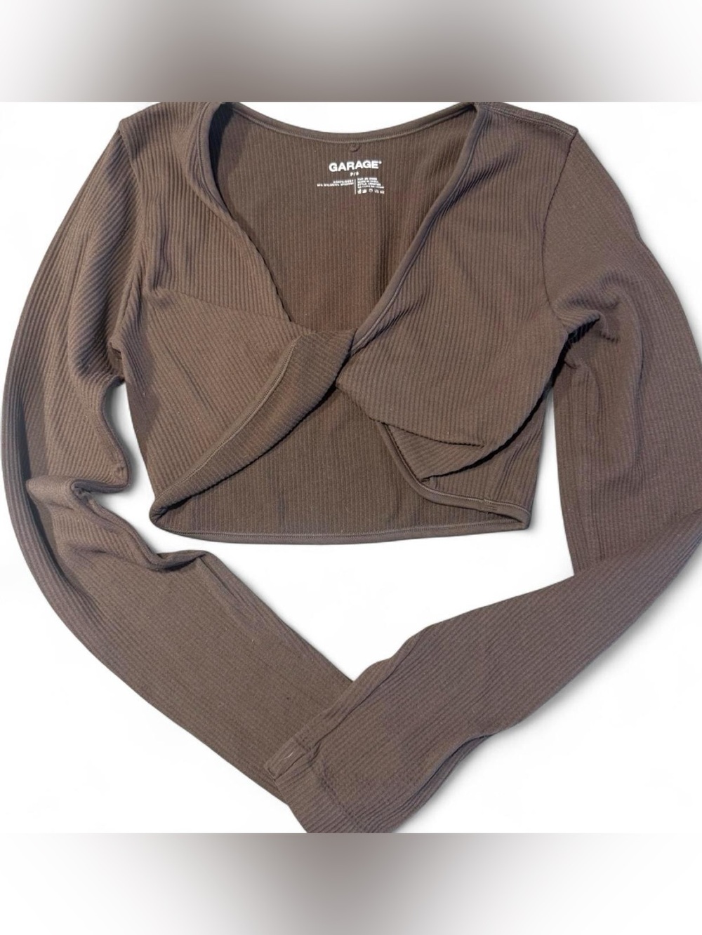 🤎 Garage Ribbed Twist-Front Crop Top 🤎